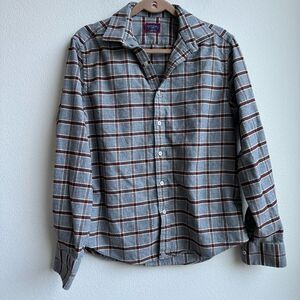 UNTUCKit Mens Edmeades Slim Fit Button Down Flannel Shirt in Gray Size Medium